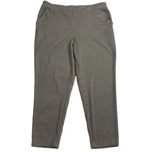 Nine West Herringbone Black Tan Straight Leg Slacks XL Stretch Pants